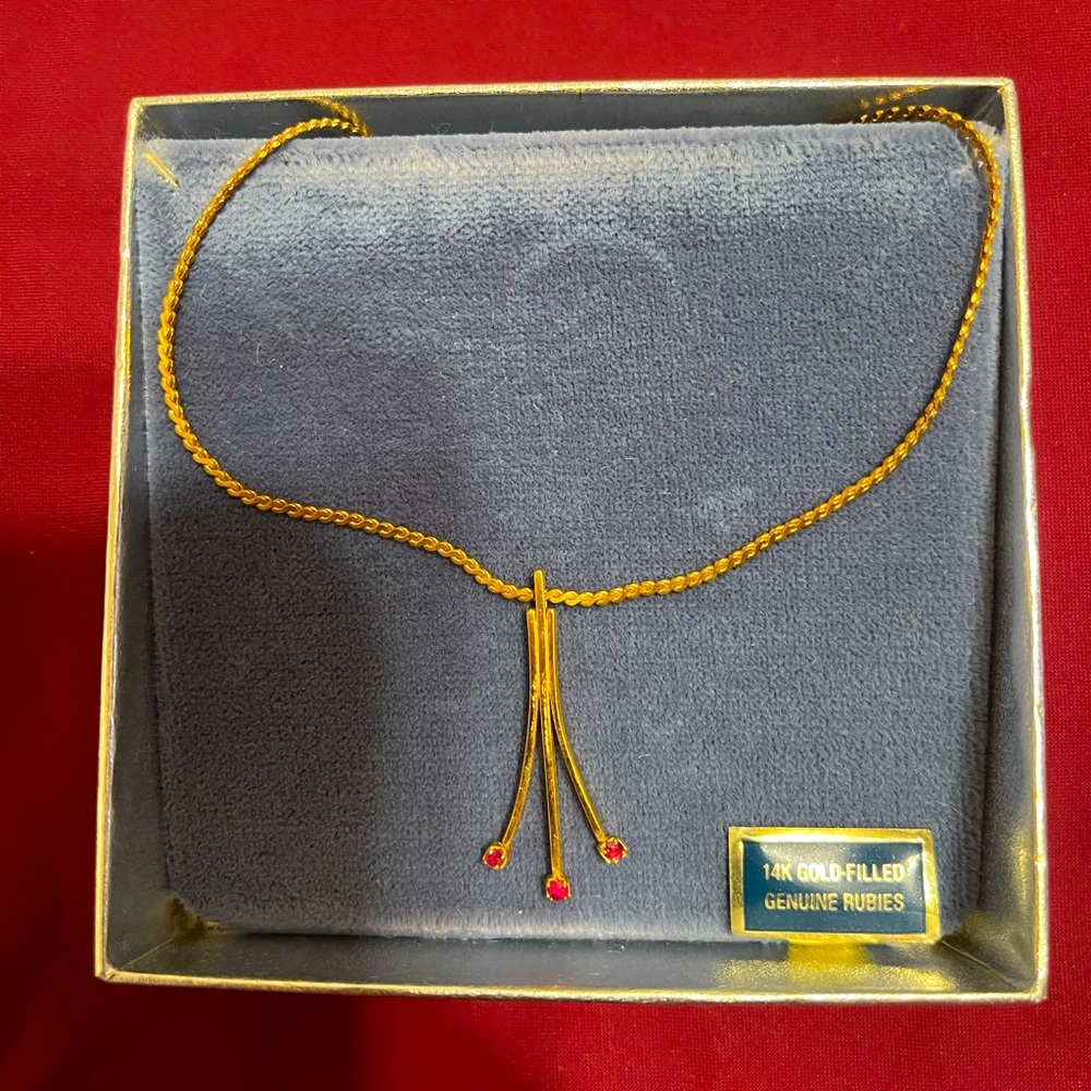 Vintage Avon Genuine Ruby 14k Gold Filled Necklace